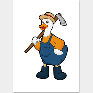 Duck as Farmer with Hoe Posters and Art